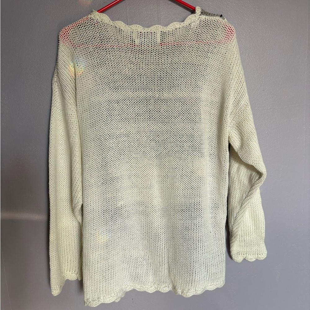 VTG 90s Embroidered Patchwork Crewneck Sweater XXL cottage whimsigoth - Picture 4 of 4